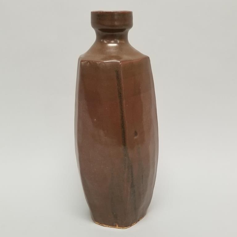 Warren MacKenzie tall bottle shape vase with original price tag- tag says purchased 6/02/03- not (1 of 12)