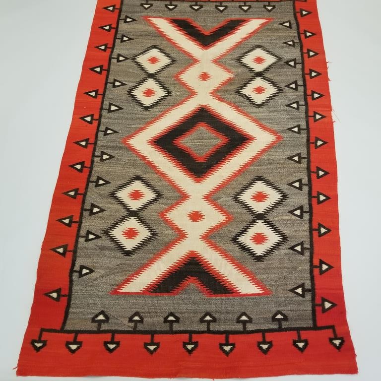 Large Southwest Navajo rug/ weaving- vibrant colors (as seen- some old repairs, holes, edge wear) (1 of 14)