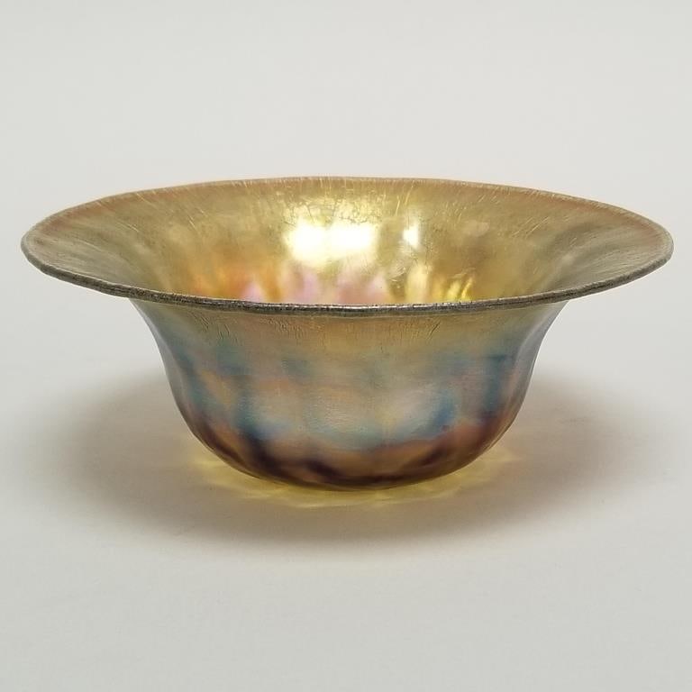 Tiffany glass bowl- signed L.C. Tiffany Favrile- 1925- 2 1/4"H 6"D (1 of 11)