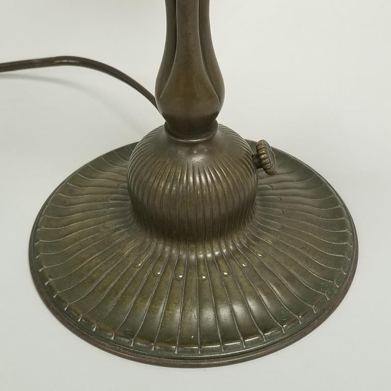 Rare Tiffany 3-light lily lamp w/ pulled feather shades- base marked Tiffany Studios- New York - 9