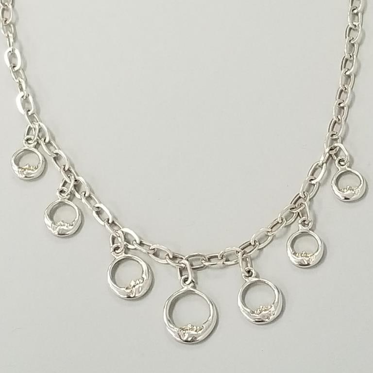 Sergio Bustamante signed "Man in The Moon" sterling necklace- 17 1/4"L (1 of 11)