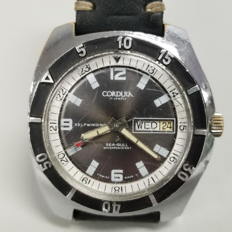 Cordura self-wind Sea-Gull Swiss watch- currently running (band not original) 42mm case size (1 of 9)