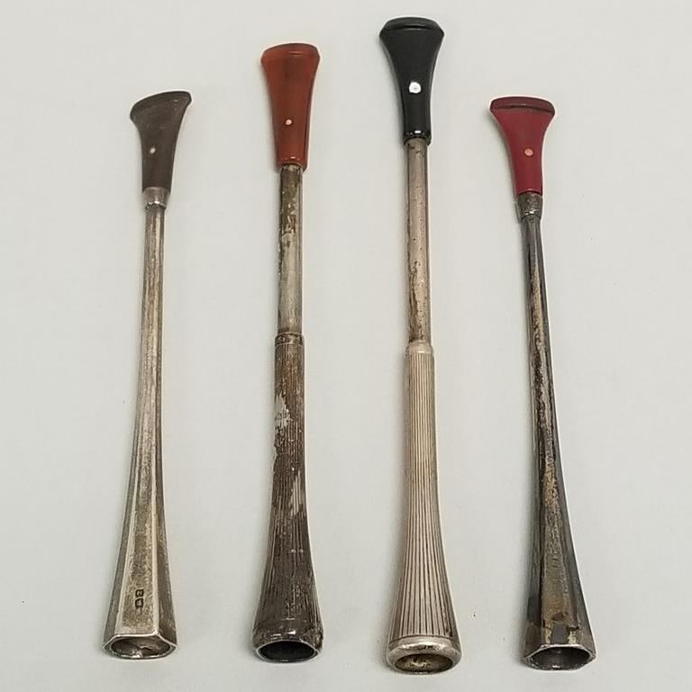 4 Dunhill sterling silver cigarette holders incl. 2 ejectors (some as seen- dents, mouthpiece (1 of 20)