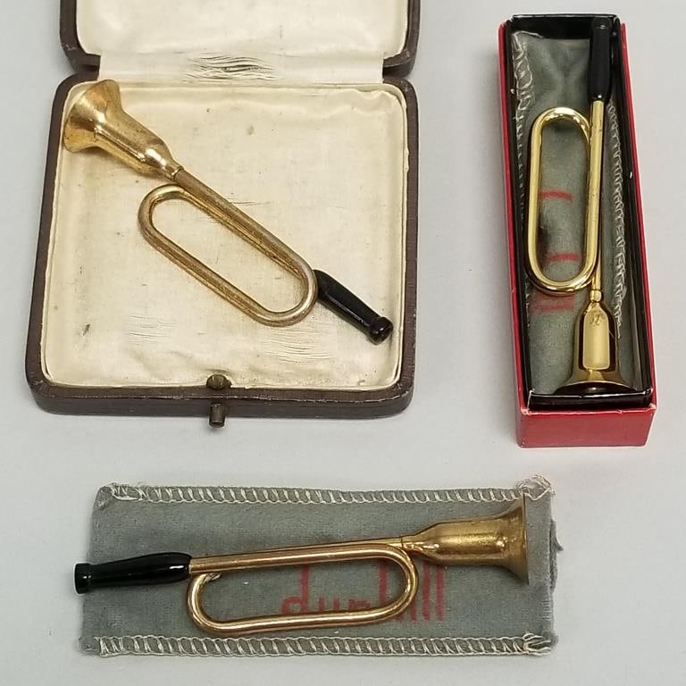 3 Dunhill novelty bugle cigarette holders- one with original box- 3 3/8" longest (1 of 20)