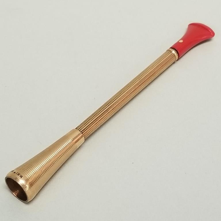 Dunhill 9K gold cigarette holder- hallmarked including mouthpiece- 8.1g, 3 3/4"L (1 of 9)