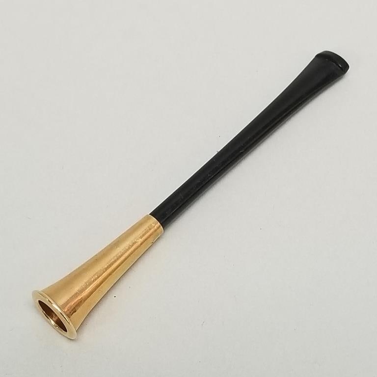 14K gold cigarette holder/ ejector- 5.1g total including mouthpiece- 3 1/2"L in fitted case (1 of 12)