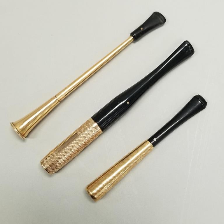 3 Dunhill gold filled, etc. cigarette holders including Denicotea, ejector, etc. ( 1 not marked) 4 (1 of 20)