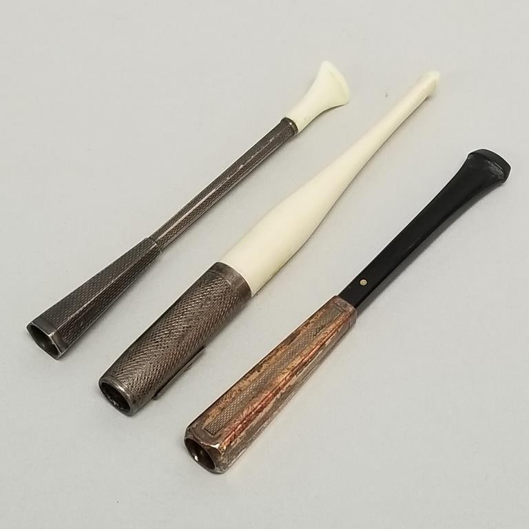 3 Dunhill sterling cigarette holders including 2 ejector- 4 1/2"L largest (1 of 20)