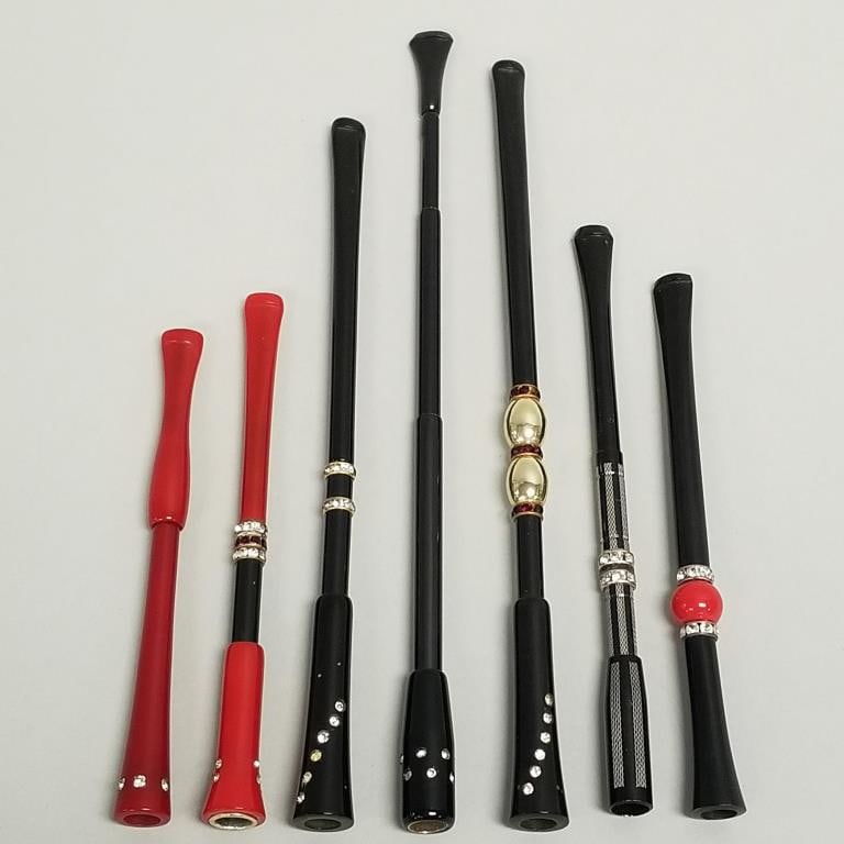 7 vintage Deco, etc. style cigarette holders including telescopic & ejector- 9 1/2" longest (1 of 15)