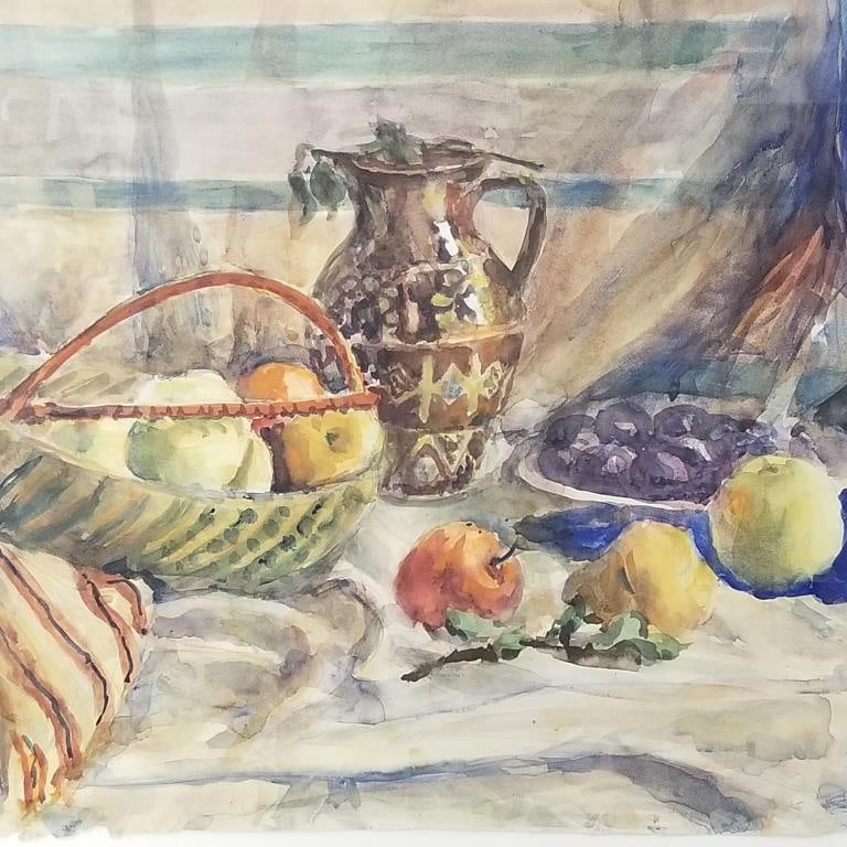 Large watercolor painting on paper- still life- 37"H 43"W framed O.D.: Large watercolor painting on paper- still life- 37"H 43"W framed O.D.