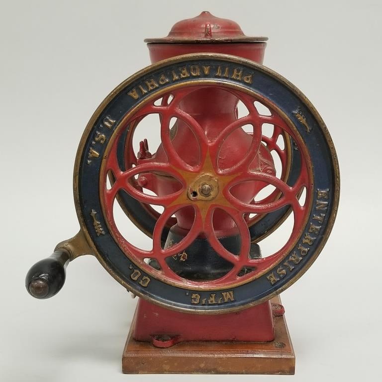 Antique Enterprise No. 2 cast iron coffee grinder- 12 1/2"H 10 1/4"W 8 3/4"D (1 of 14)
