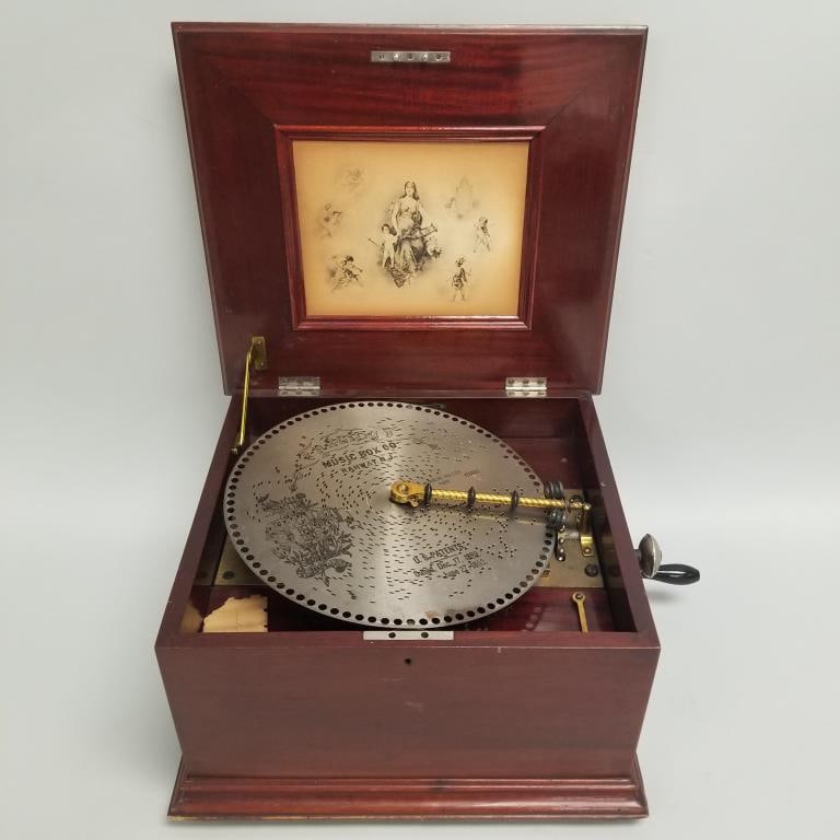Regina music box with seven- 12" discs (working) 11"H 16 1/2"W 15"D (1 of 20)
