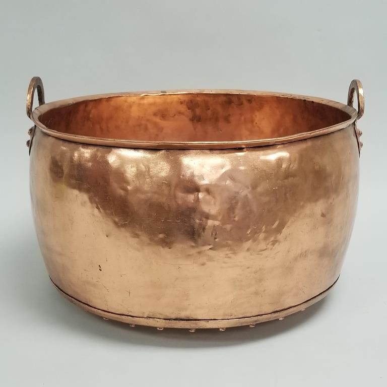 Large antique Norsk copper cauldron with handles- 12 1/2"H 19 1/2"W (1 of 10)