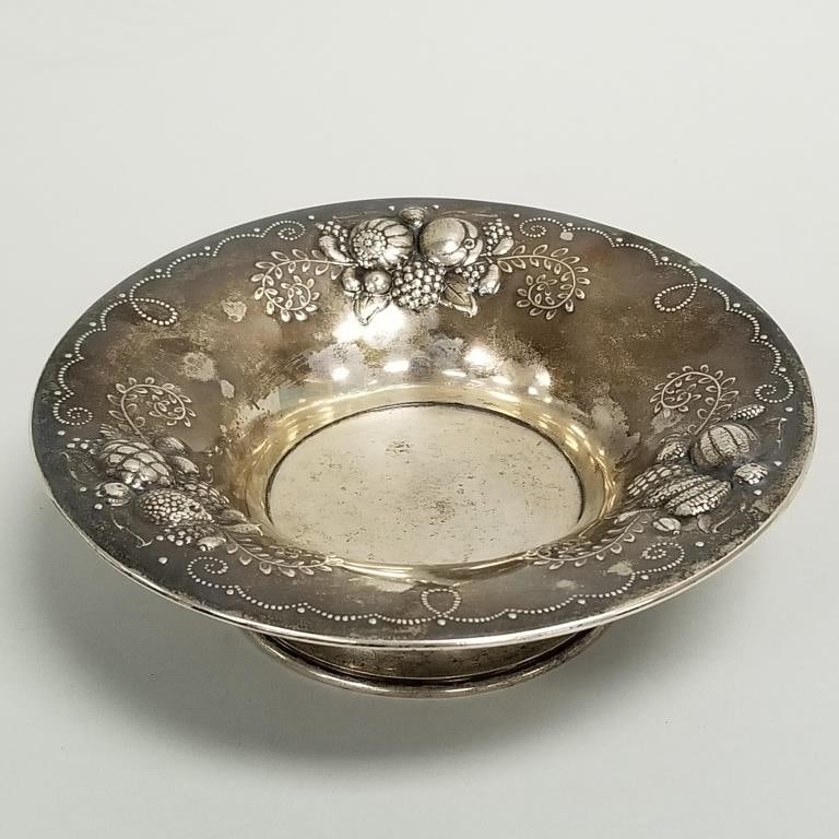 Antique David Andersen silver repousse footed bowl 6.4 toz, 7" diameter top rim, 2"H: Antique David Andersen silver repousse footed bowl 6.4 toz, 7" diameter top rim, 2"H