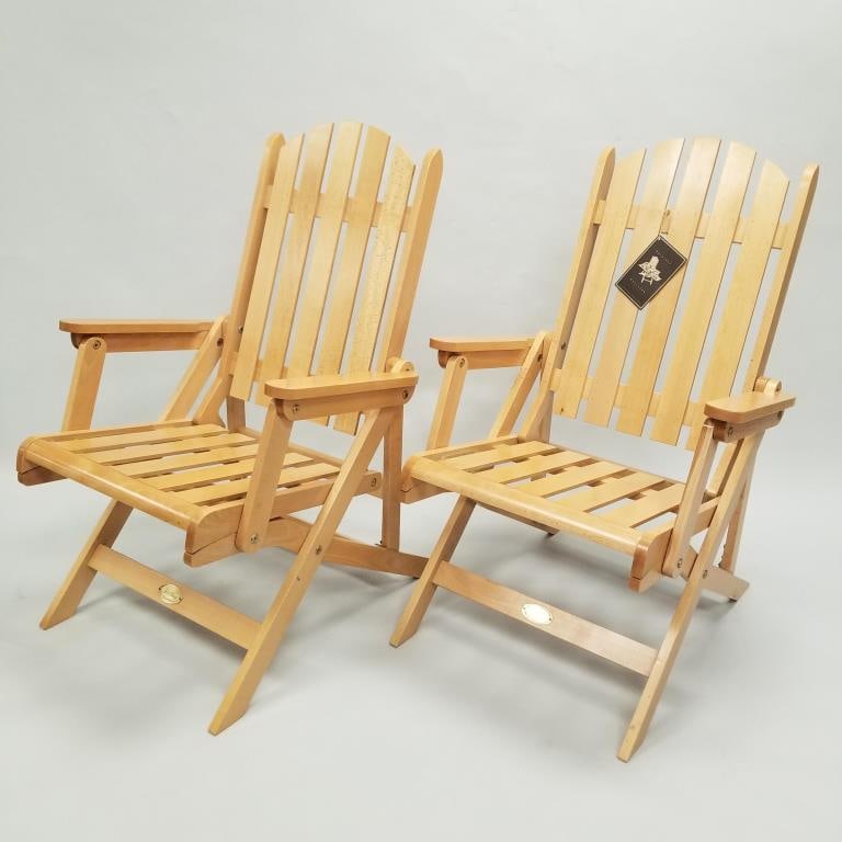 Pair of Lay-z-Boy wooden deck chairs (one new with tag) (1 of 16)