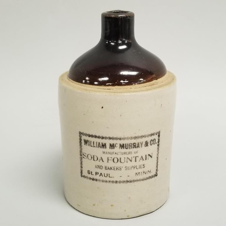 Red Wing small advertising stoneware jug "William McMurray & Co. Soda Fountain- St. Paul, Minn" 9"H (1 of 14)