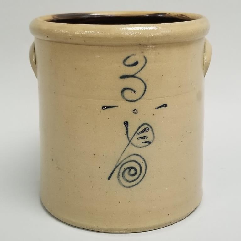Red Wing 3-gallon salt glaze crock with blue target decoration- 10 1/2"H 10"D (1 of 11)