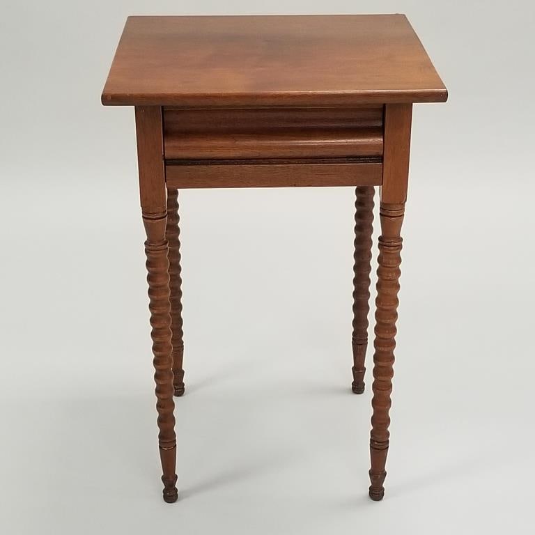 Antique Victorian 1-drawer stand with spool turned legs- 25 3/4"H 17"W 16 3/4"D (1 of 10)