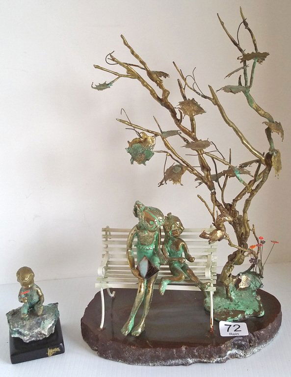 10" bronze group & 3" bronze figural group (1 of 5)