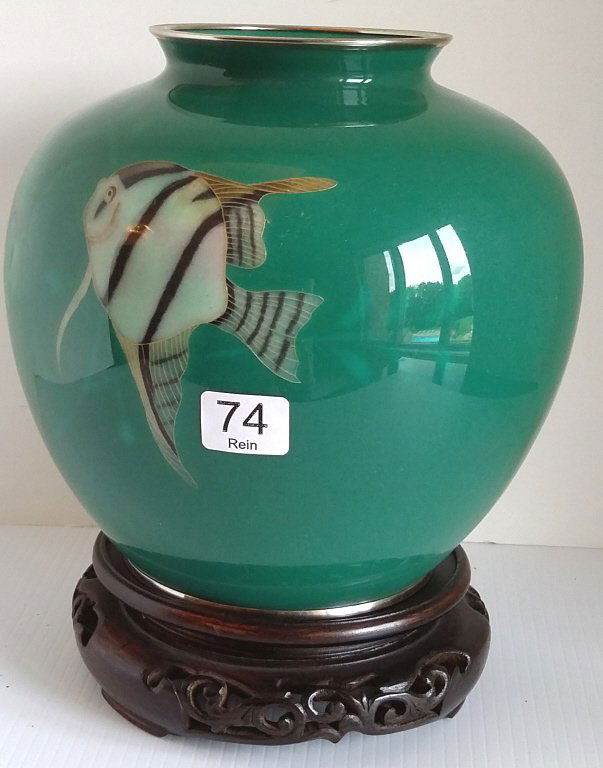 8" Chinese cloisonne fish vase (1 of 4)