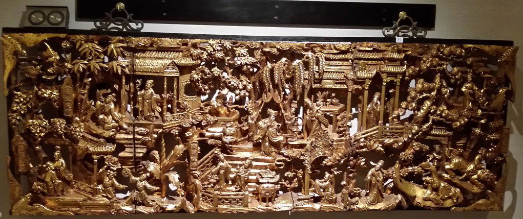 24"x 72" Chinese carved gilt wood panel (1 of 10)