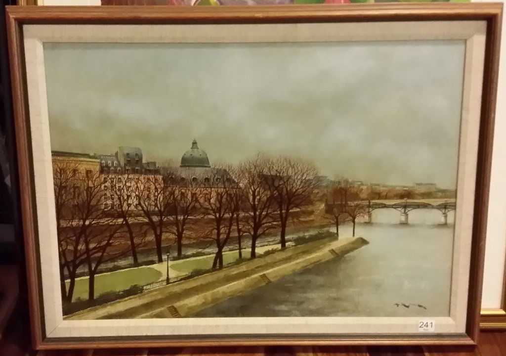 Framed signed A. Renoux (Andre) oil on canvas- 18"x 25" (1 of 5)