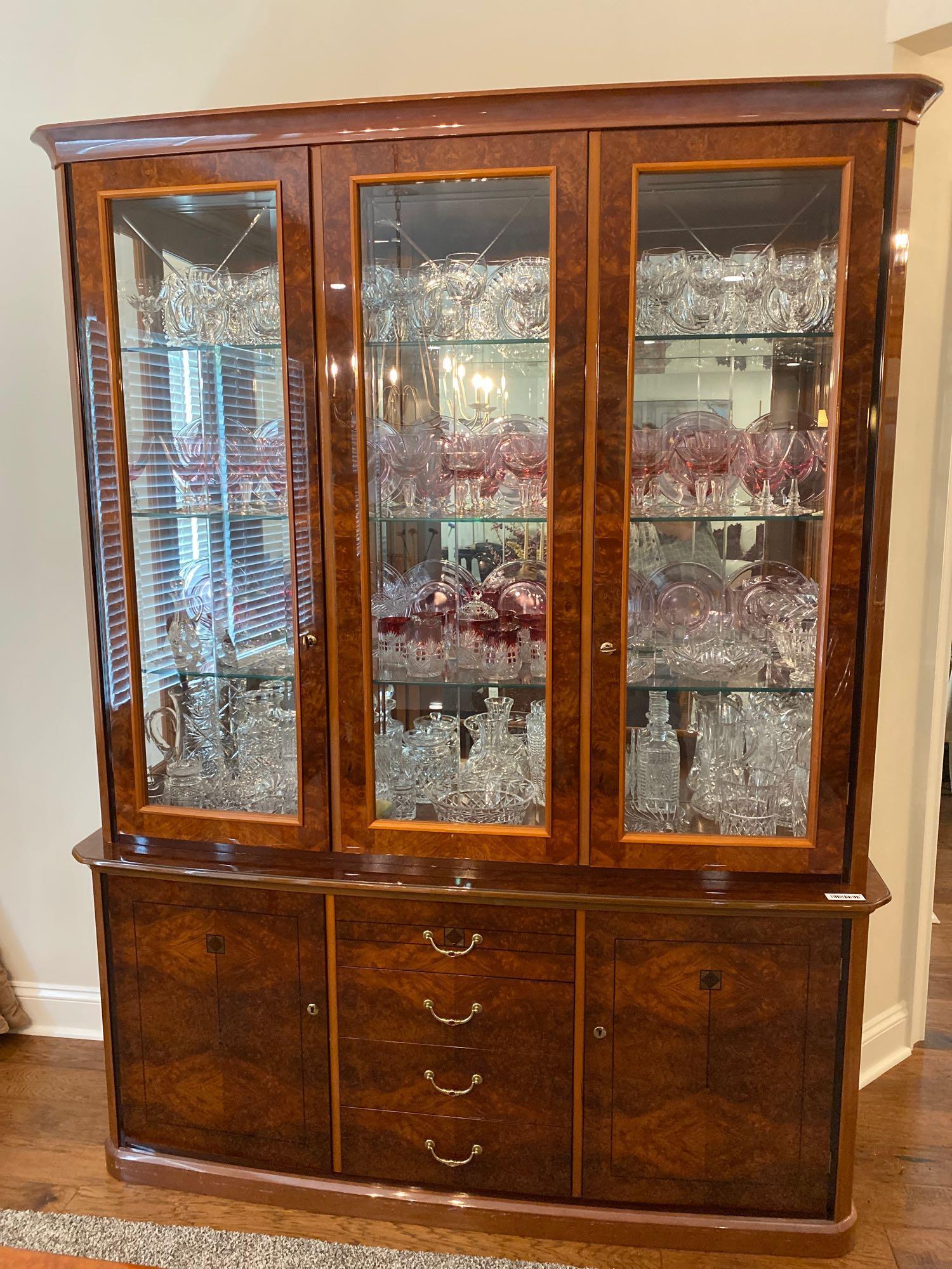 Art Deco Burled Walnut China Hutch with Inlay (1 of 8)
