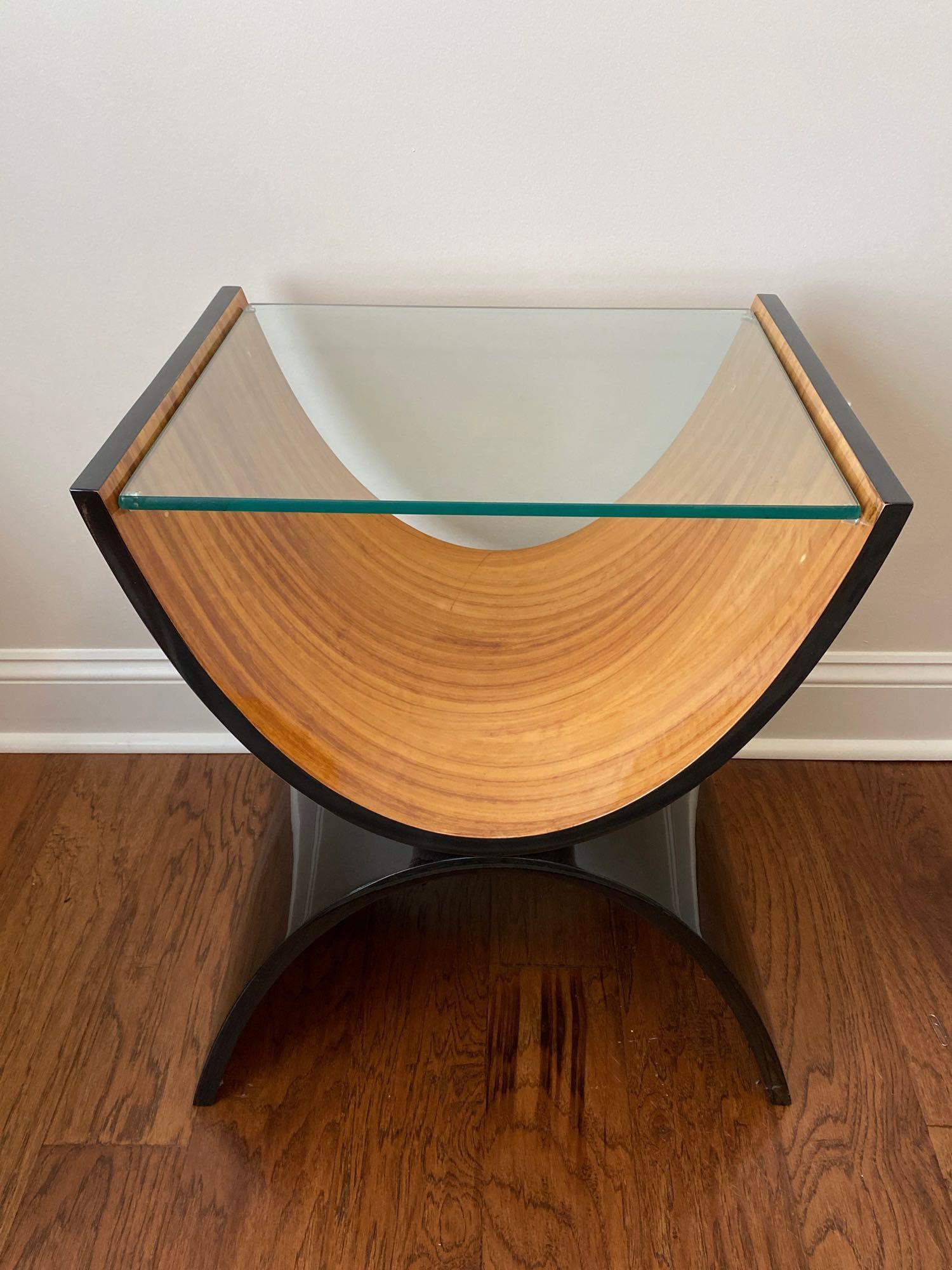 Art Deco Curved Glass Top Console Table (1 of 4)