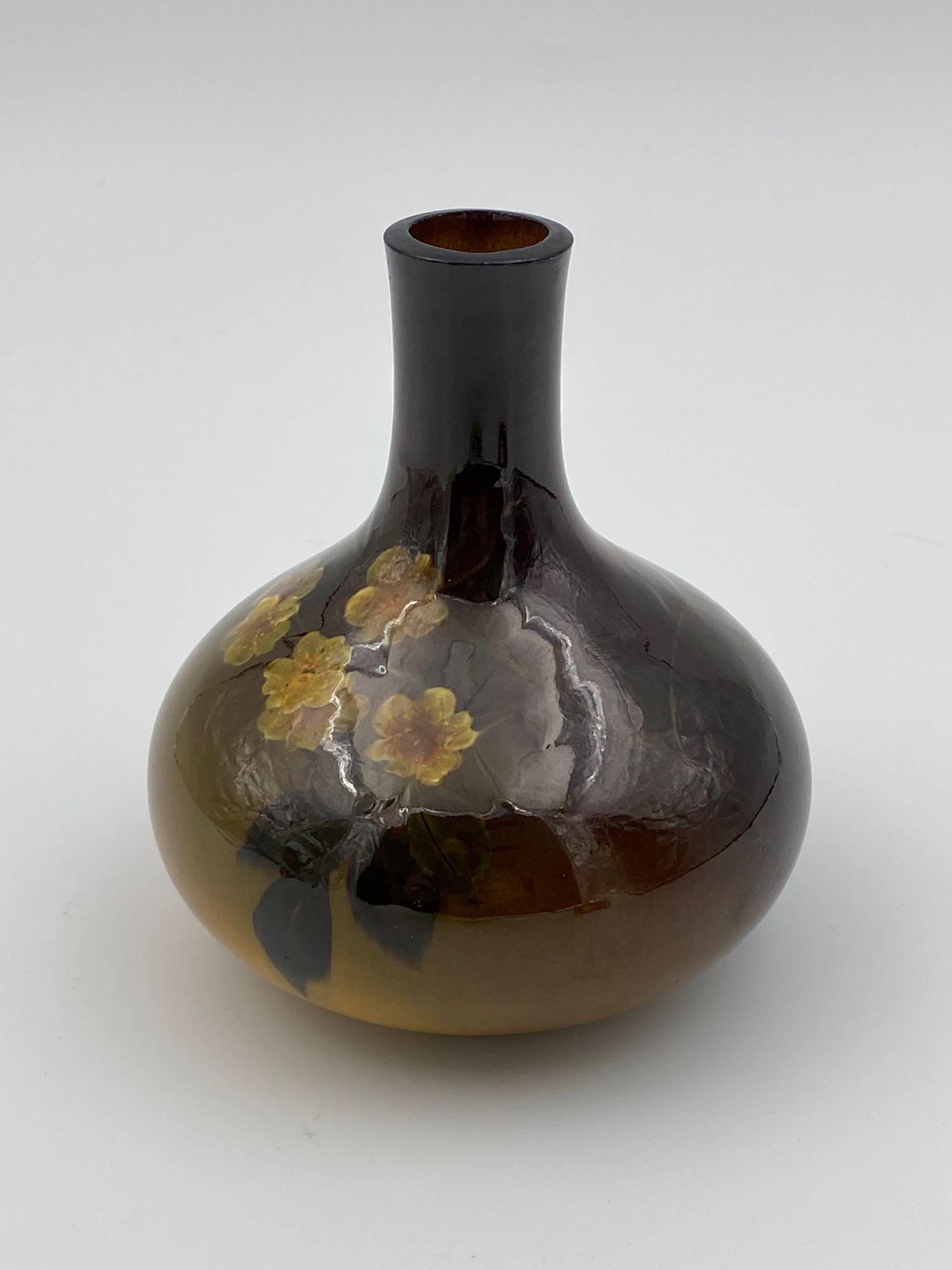 RARE 1898 Sara Sax (1870-1949) Signed Rookwood Pottery: Rare Sara Sax (1870-1949) Signed Rookwood Pottery Vase from 1898. This is a very early piece for this sought after decorator at Rookwood in a career that lasted from 1886 to 1931. Marked with 12 flame