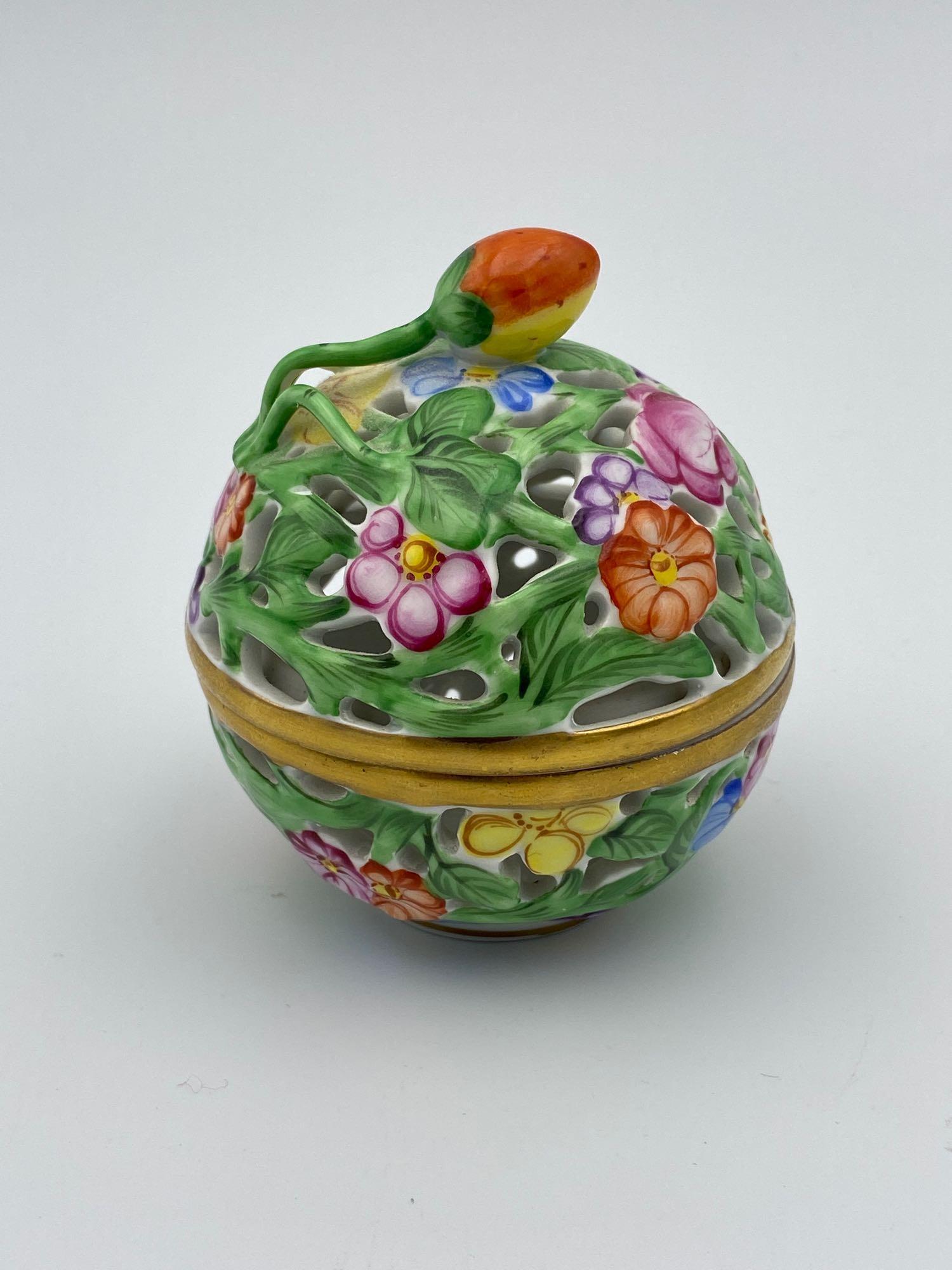 Herend Hungary Strawberry Finial Reticulated Trinket (1 of 6)