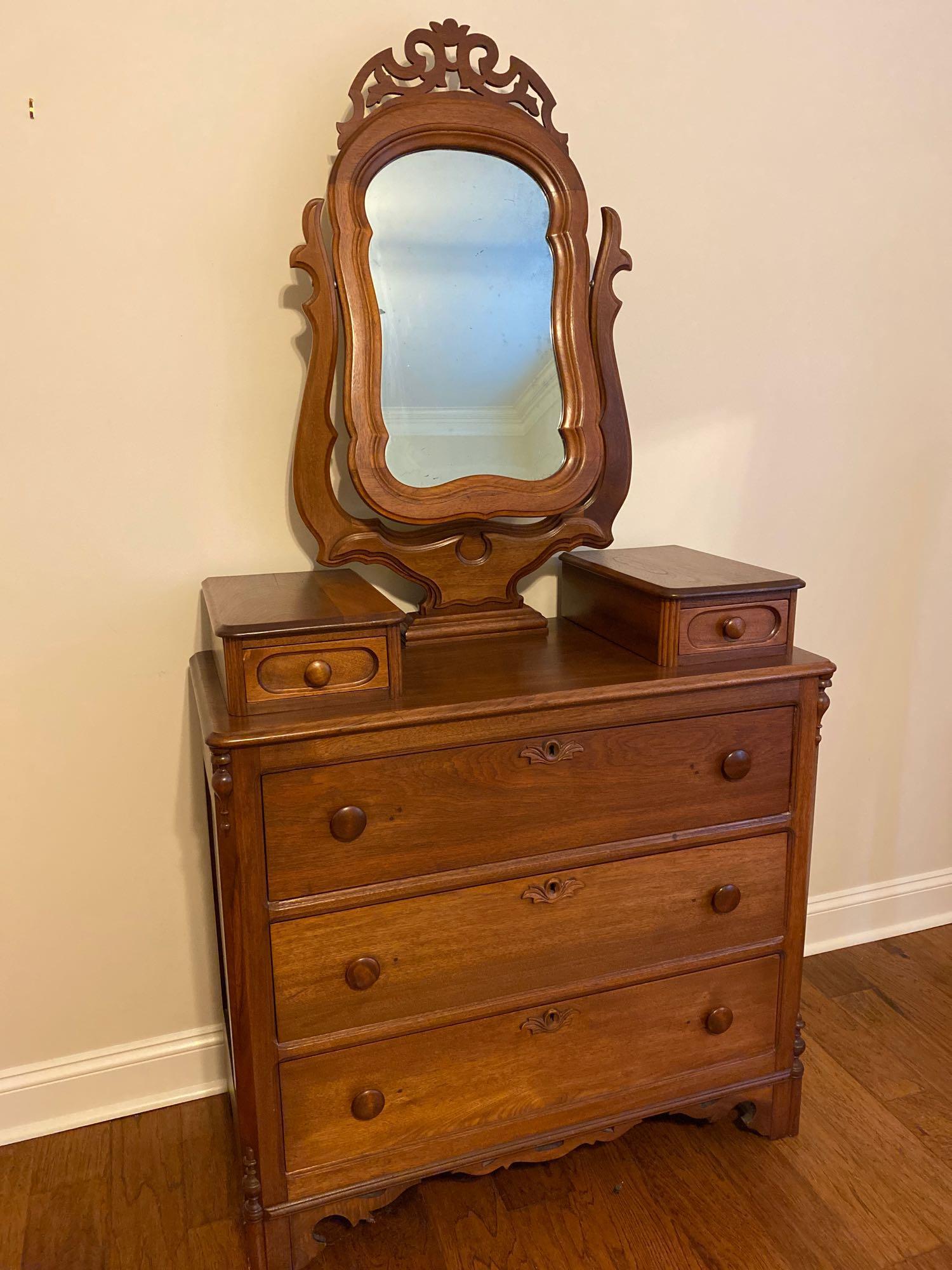 Mid 19th c. Vanity Dresser with Mirror (1 of 20)