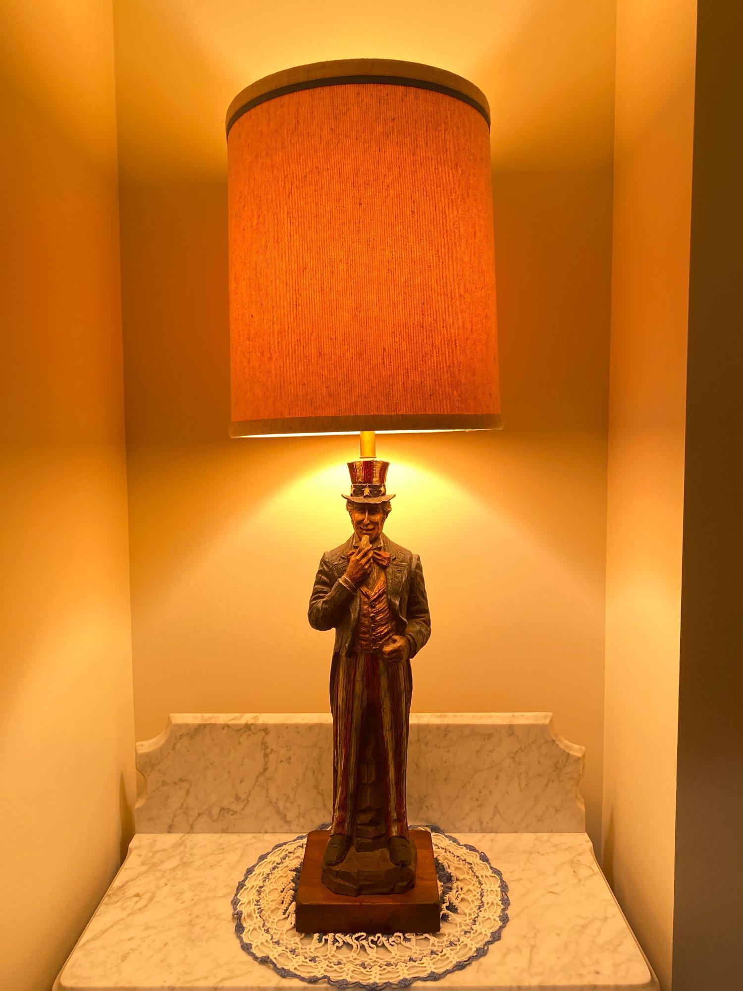 Americana Uncle Sam Carved Lamp (1 of 6)