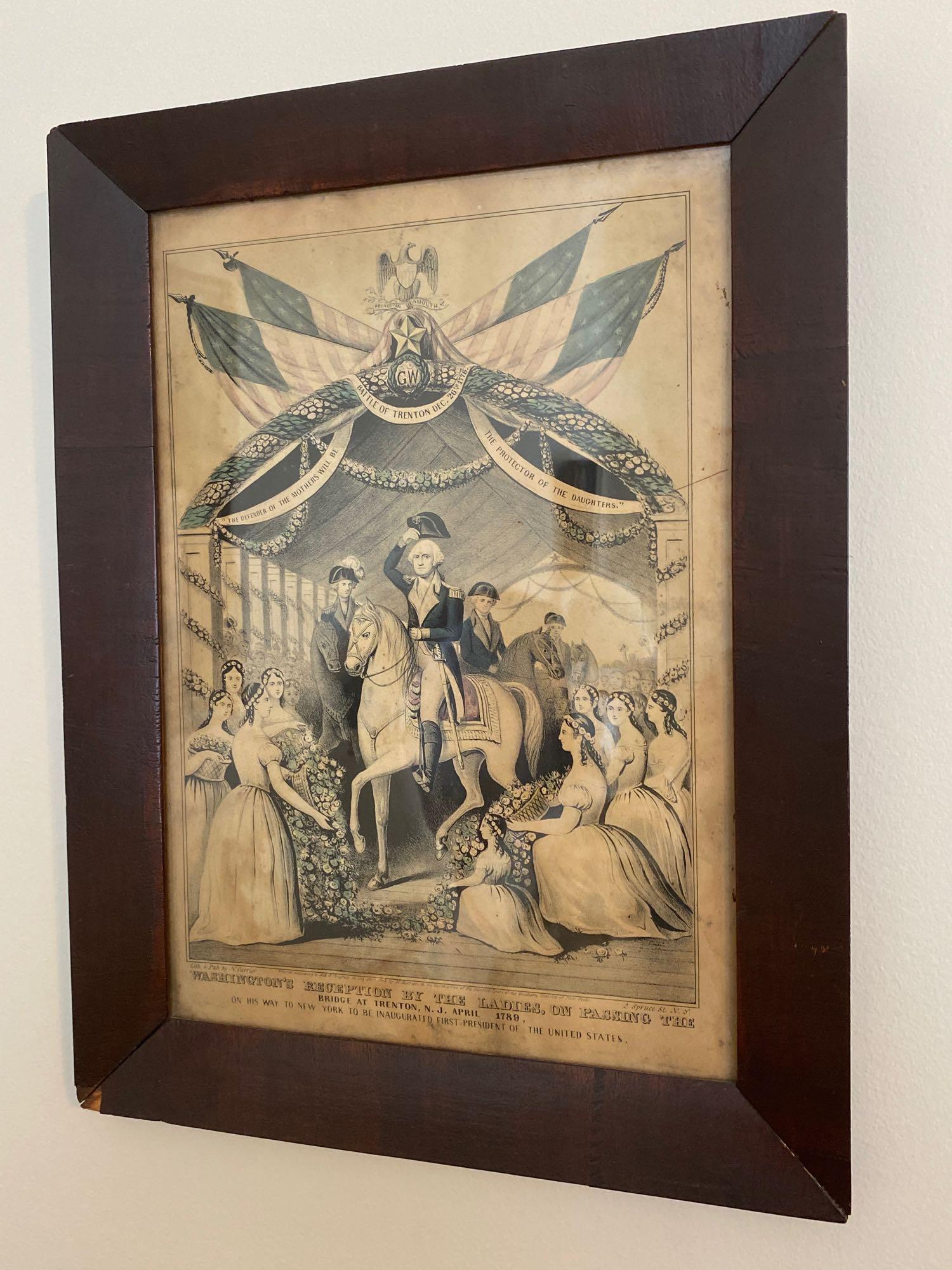 1845 Nathanial Currier Framed Lithograph Washinton's (1 of 7)