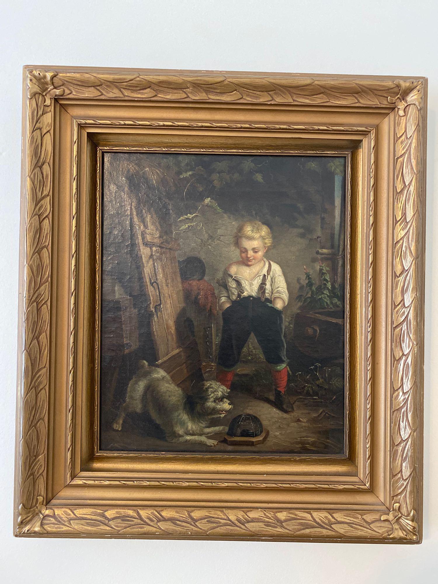 Attributed to David Gilmour Blythe (American,: Attributed to David Gilmour Blythe (American, 1815-1865), oil on canvas, unsigned, 12.75"x15.5", in a period gilt wood frame measuring 19.5"x22.5"