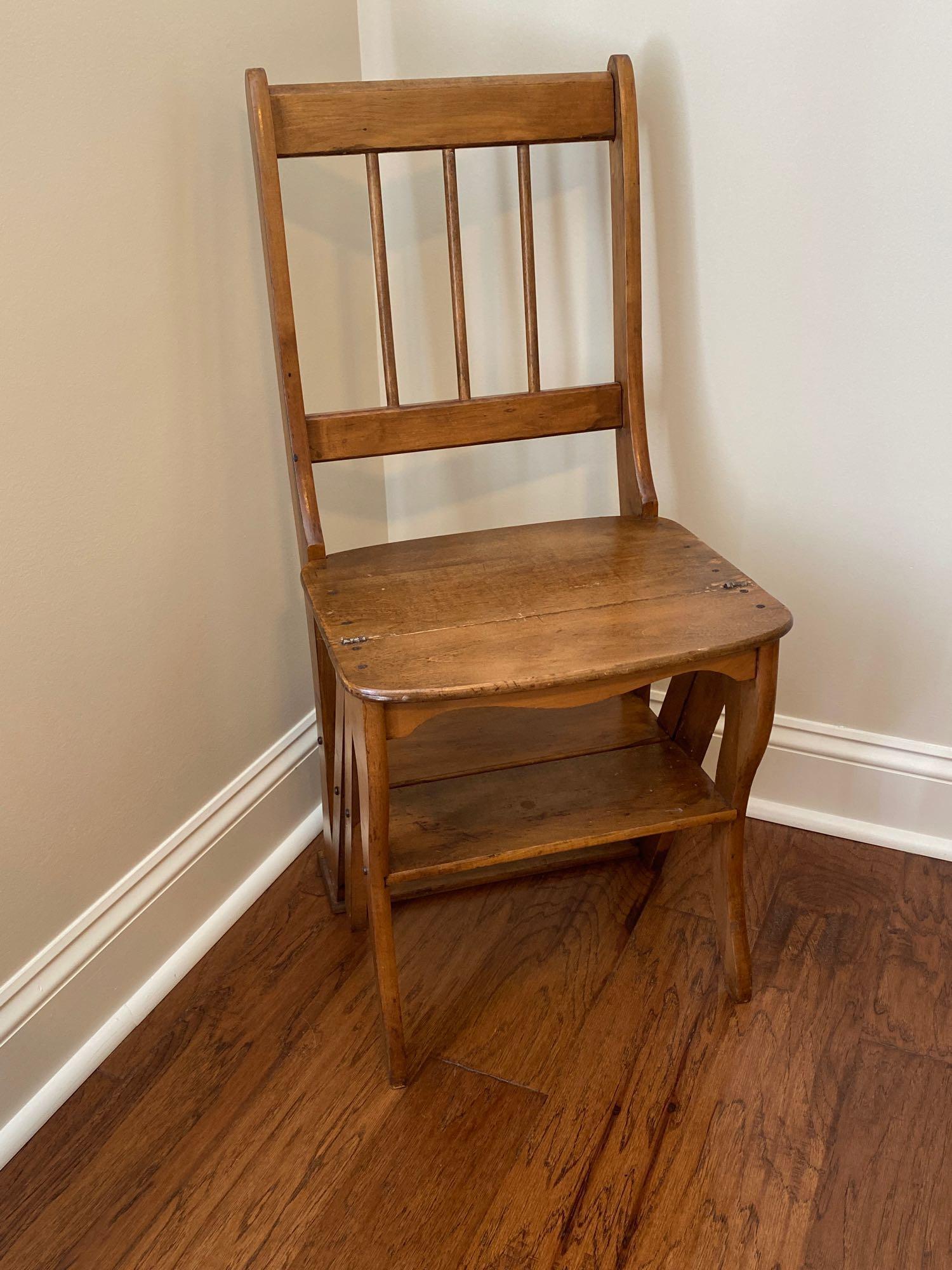 Antique Folding Library Ladder Chair (1 of 16)