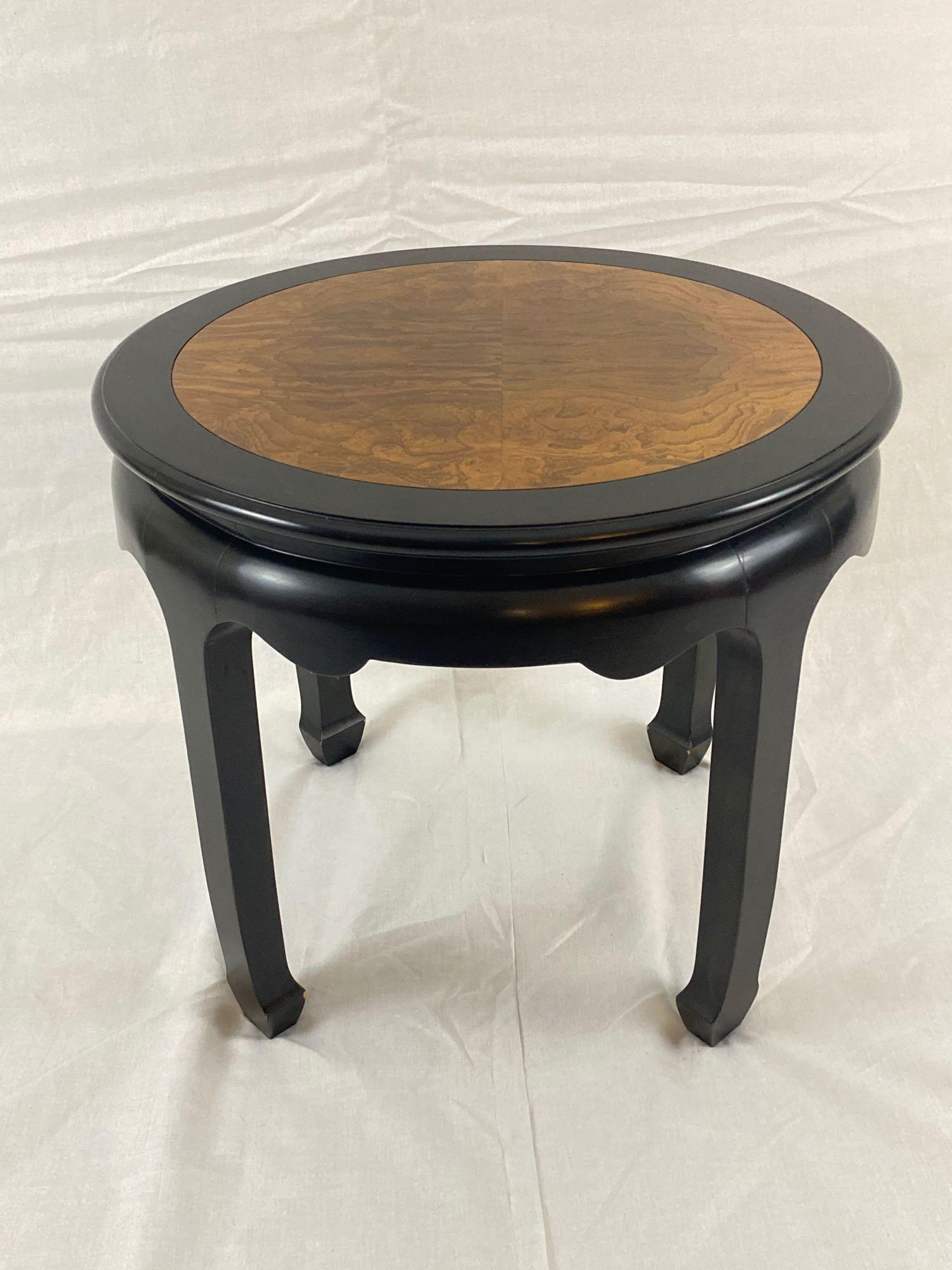 Asian Influence Burled Wood End Table (1 of 4)