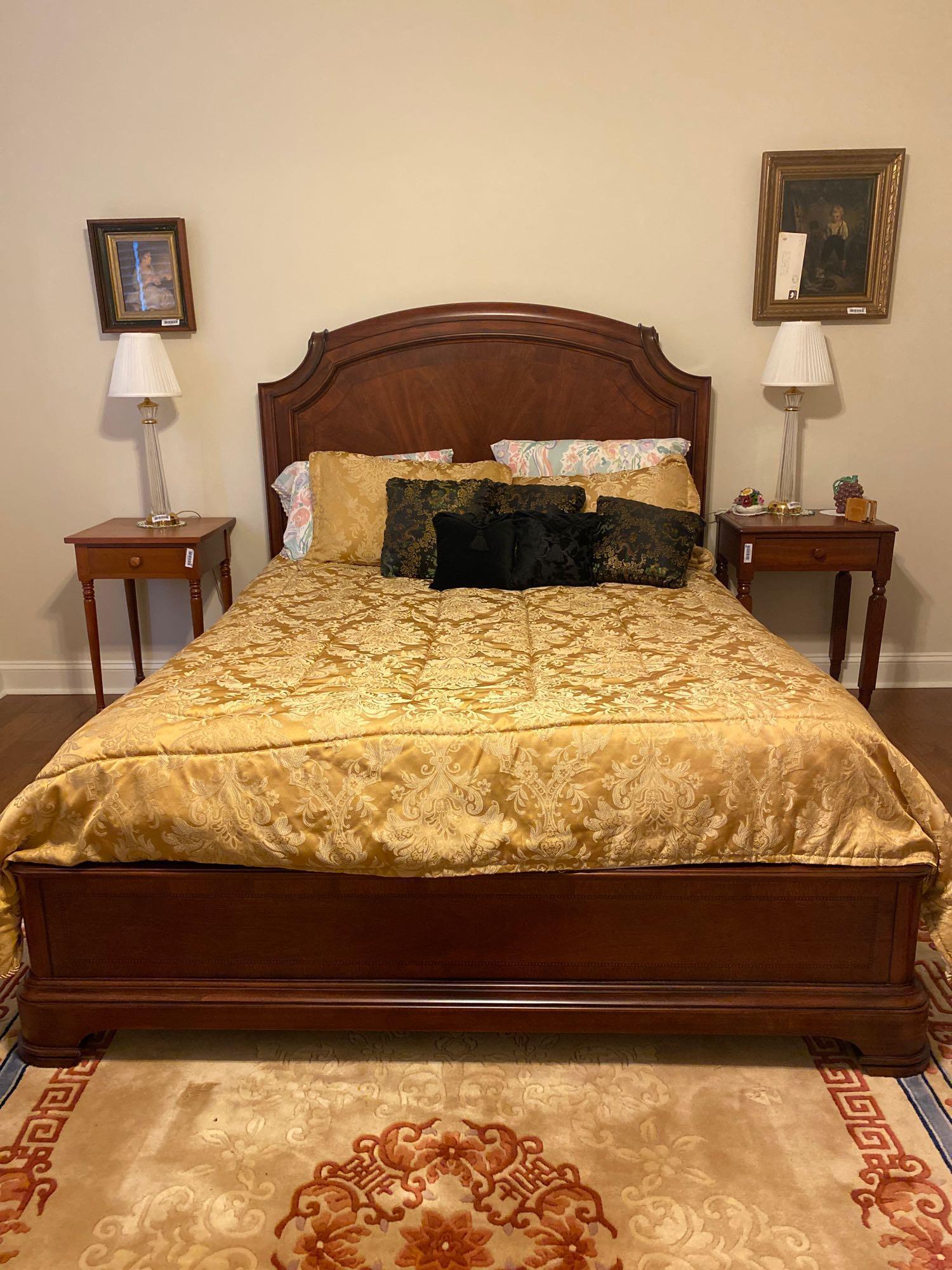 Early 20th c Art Deco Mahogany Queen Bed (1 of 9)