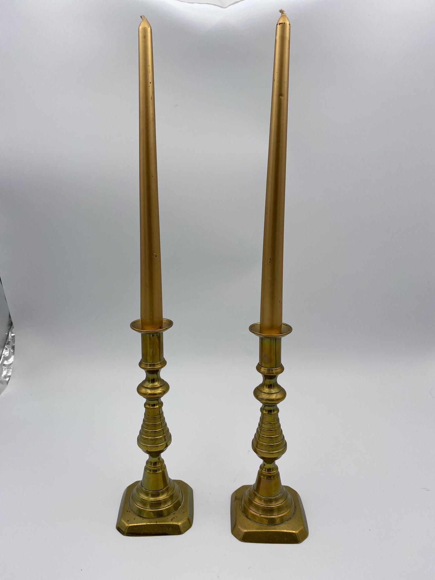 Victorian Brass Push Up Candlestick Pair (1 of 5)