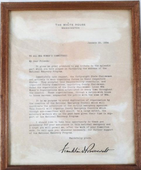 Framed 1934 FRANKLIN ROOSEVELT letter and Envelope (1 of 4)