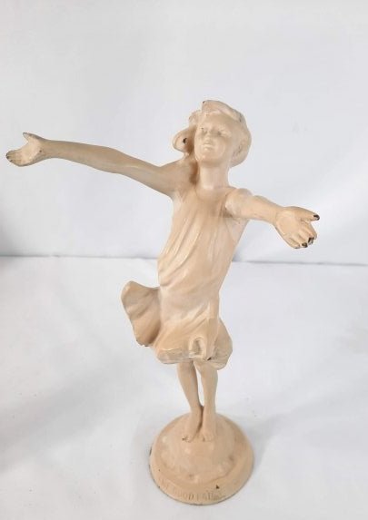 "The Good Fairy" Metal Statuette 1916: Beautiful metal statuette produced by Jessie McCutchen Raleigh of Chicago (1916) made of bronze and painted white.