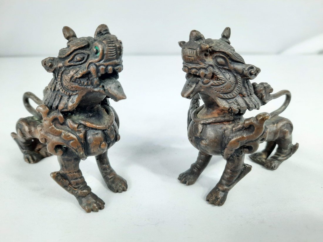 Chinese Foo Dogs: 3 1/4"x 4" Bronze