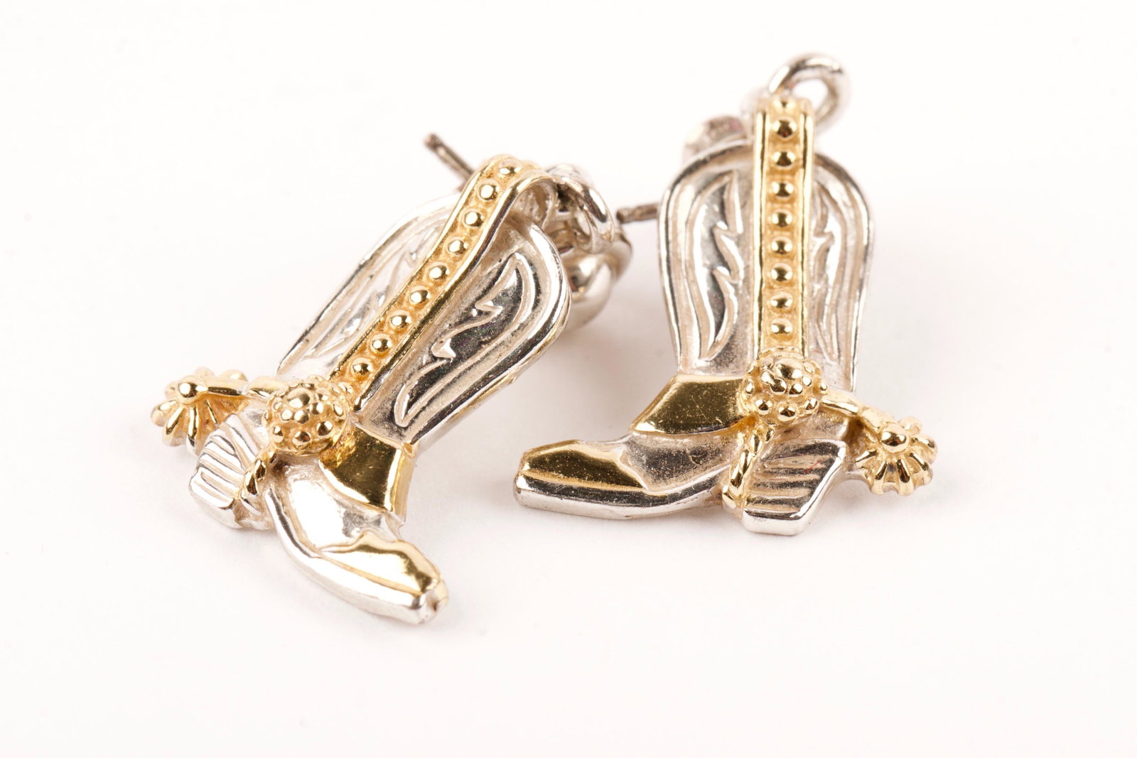 Sterling Silver Cowboy Boots Earrings: Sterling Silver Cowboy Boots Earrings Weight 10.2 g