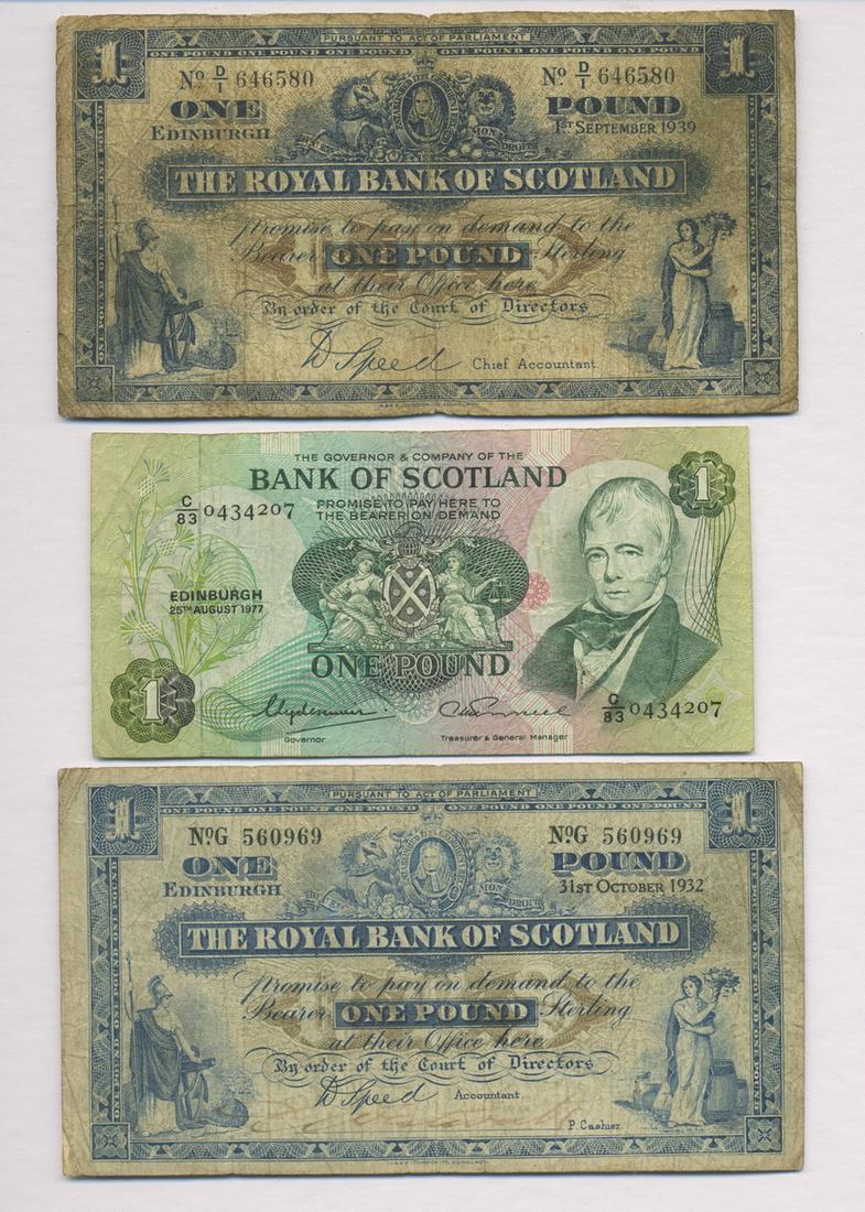 Three Scottish One Pound Bank Notes (1 of 2)