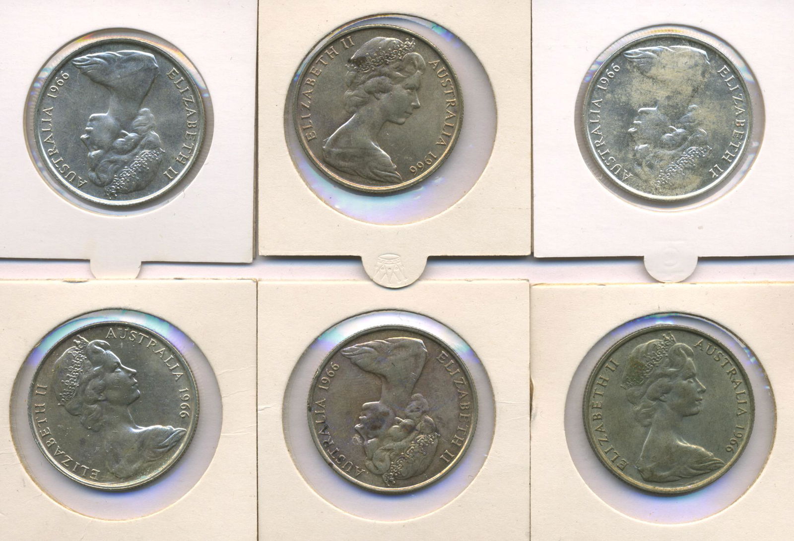 Six (6) 1966 Australian Round Fifty Cent Coins (1 of 2)