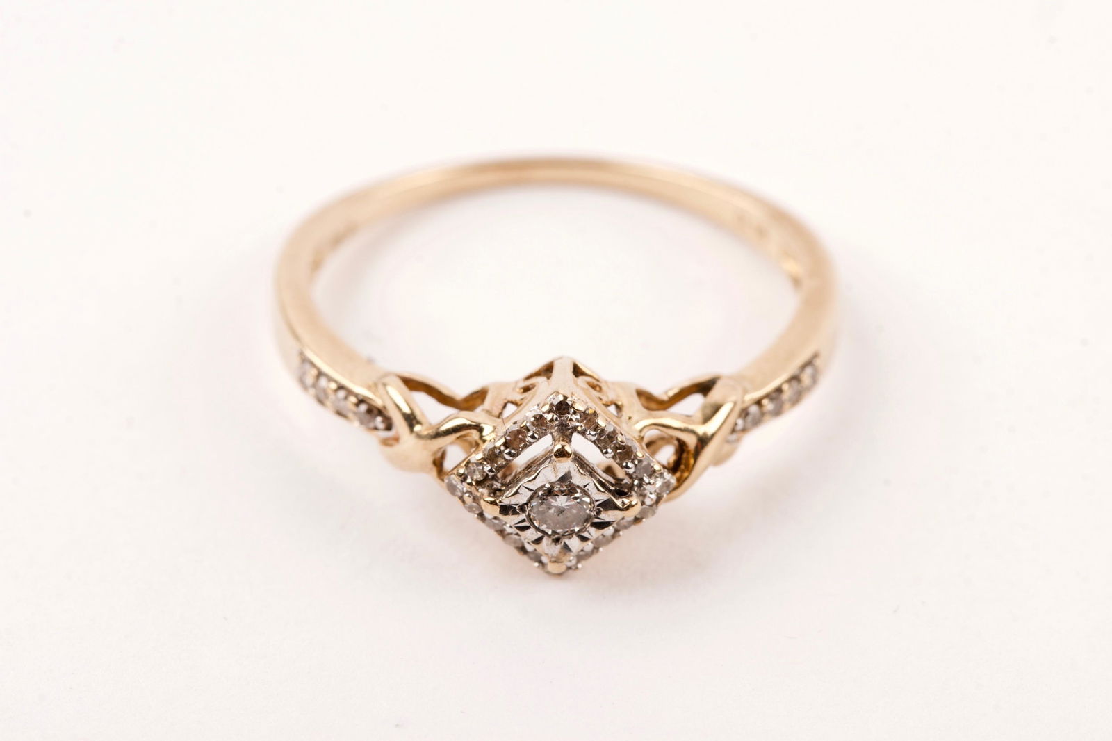 9K Yellow Gold & Diamond Cocktail Ring (1 of 2)