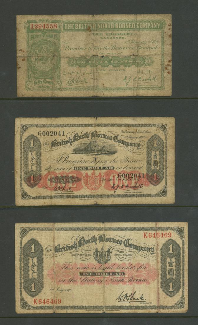 Three WWII-era British North Borneo Company Notes (1 of 1)