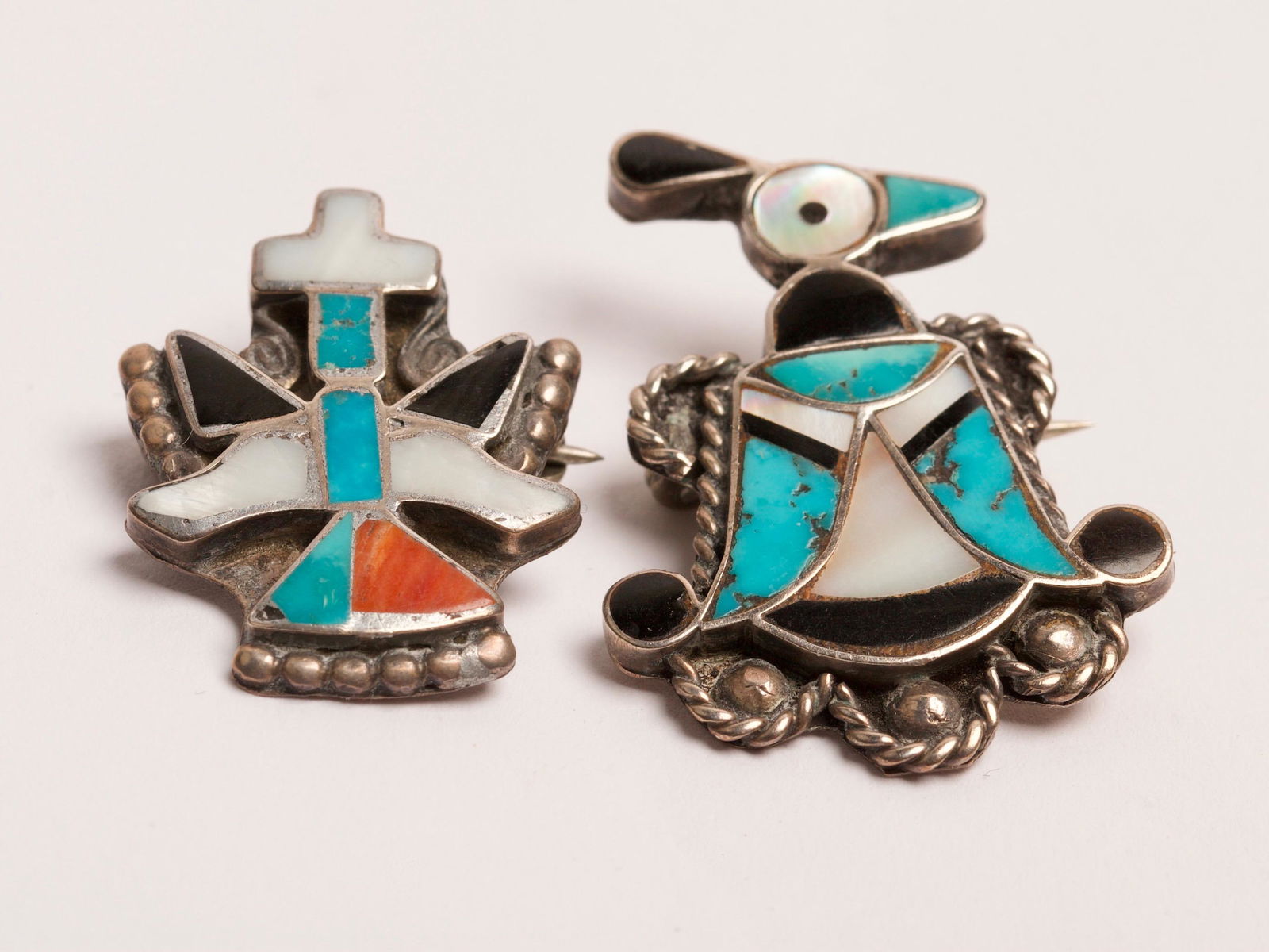 Two Native American Sterling Silver Brooches: Two Native American Sterling Silver Brooches