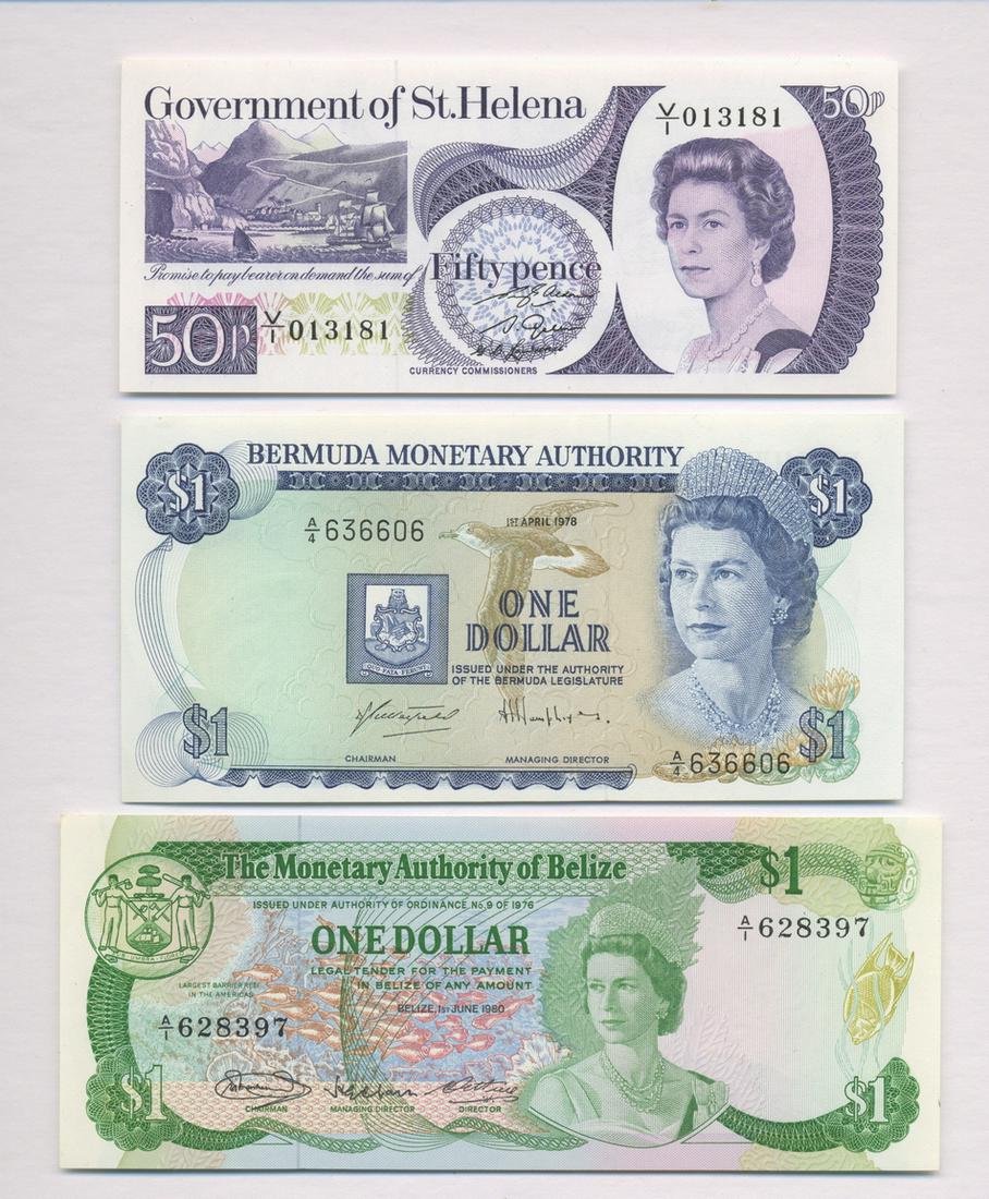 Three World Notes Burmuda, St Helena & Belize. (1 of 2)