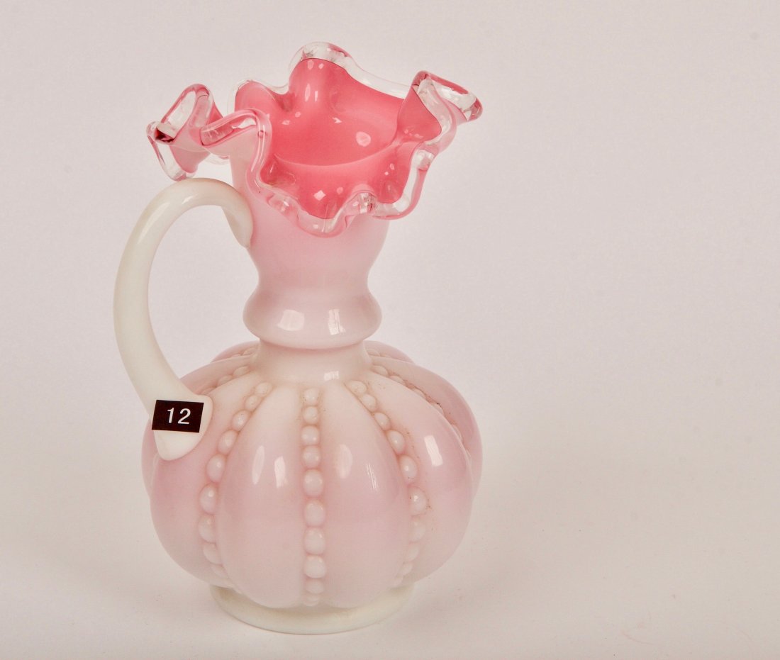 Early Fenton Style Milk Glass Vase: Early Fenton Style Milk Glass Vase with One Shoulder Handle, Apprximately 16cm in Height