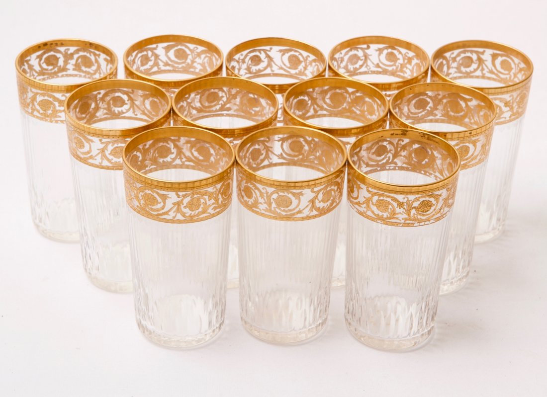 St. Louis Crystal Drinking Glasses with 22K Gold (1 of 4)